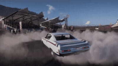White Car Drifting On Race Track GIF
