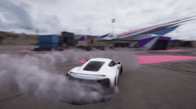 White Car Drifting With Smoke GIF