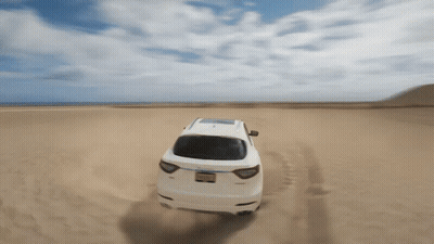 White Car Driving Through Desert GIF