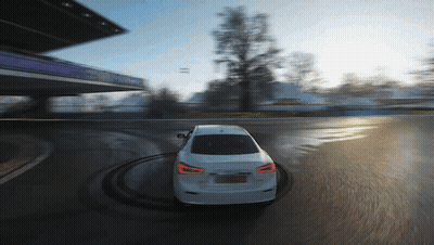 White Car Driving Wet Road New Jersey Plate GIF