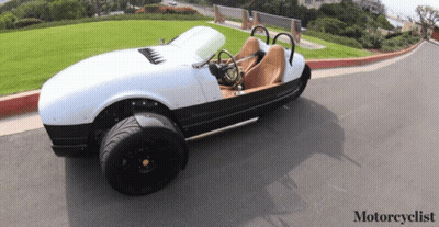 White Car Parked On Road Saying Motorcyclist GIF