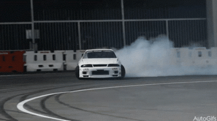 White Car Smoking Drift Cars GIF