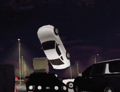 White Car Upside Down In Video Game GIF