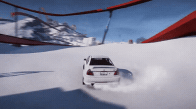 White Car With California License Plate In Snow GIF