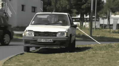 White Car With License Plate BE 138 LM GIF