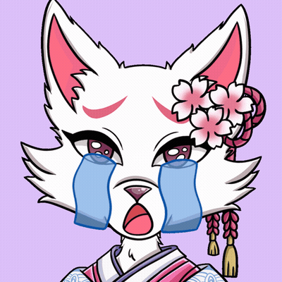 White Cartoon Cat With Pink Flowers In Hair GIF