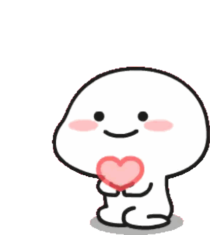 White Cartoon Holding Pink Heart Sticker