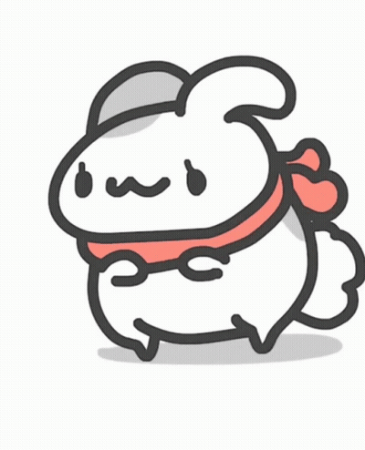 White Cartoon Rabbit With Scarf GIF