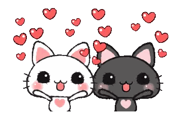White Cat And Black Cat With Hearts Sticker