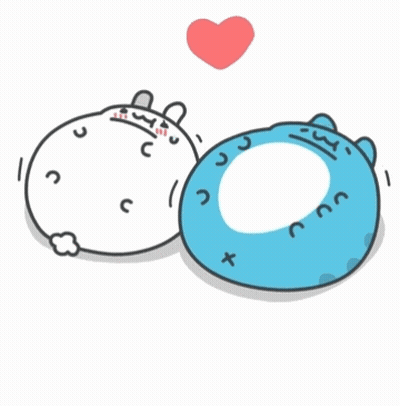 White Cat And Blue Cat With Red Heart Above GIF