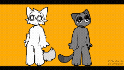 White Cat And Gray Cat Standing Together GIF