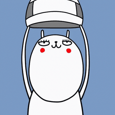 White Cat Holding Baseball Cap Over Head GIF