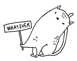 White Cat Holding Whatever Banner GIF