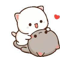 White Cat Hugging Gray Cat Sticker