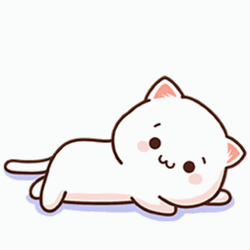 White Cat Peach Cute Laying GIF