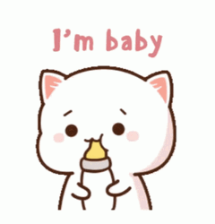 White Cat Peach I'm Baby GIF