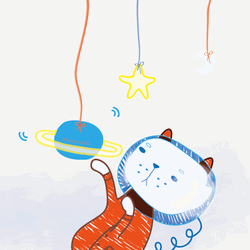 White Cat Playing Art GIF