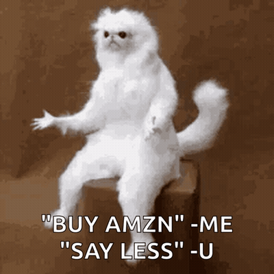 White Cat Says Buy Amzn Me Say Less - U GIF