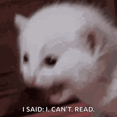 White Cat Says I Said I Can't Read GIF