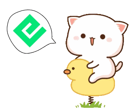 White Cat Sitting On Yellow Duck Sticker