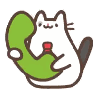 White Cat Talking On Green Phone Sticker