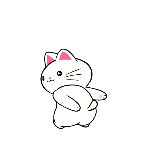 White Cat Walking With Pink Ears Sticker