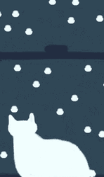 White Cat Watching Snow GIF
