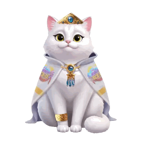 White Cat Wearing Cape And Crown Rome Sticker