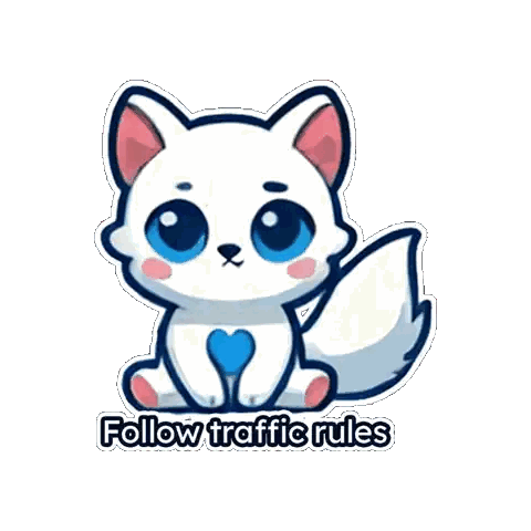 White Cat With Blue Eyes Follow Traffic Rules Sticker