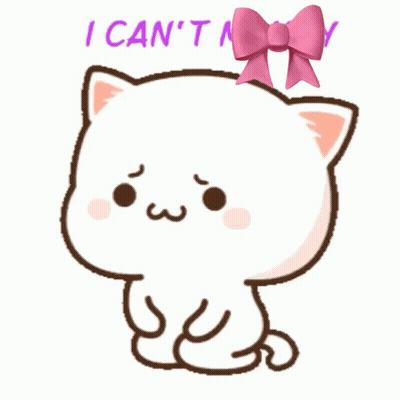 White Cat With Pink Bow And I Can't GIF