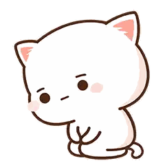 White Cat With Pink Ear Looking Angry Sticker