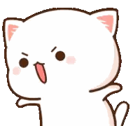 White Cat With Pink Ear Making Funny Face Sticker
