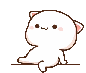 White Cat With Pink Ear Sitting Sticker