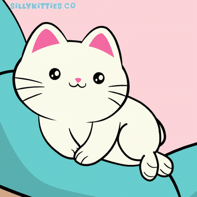 White Cat With Pink Ears Sillykitties.co GIF