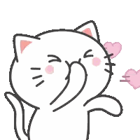 White Cat With Pink Hearts Sticker