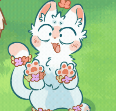 White Cat With Pink Paws GIF
