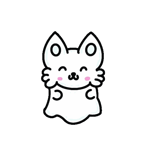 White Cat With Pink Question Marks Sticker