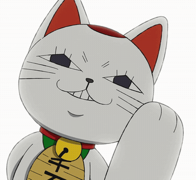 White Cat With Red Ears And Chinese Character Collar GIF