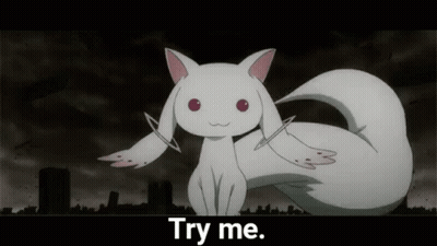 White Cat With Wings Saying Try Me GIF