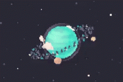 White Circle On Black Background Pixel Art GIF
