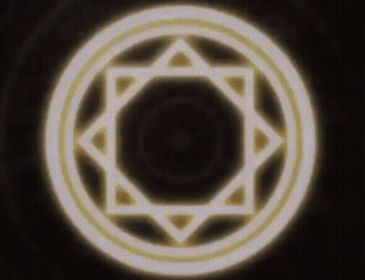 White Circle With Glowing Star On Black Background GIF