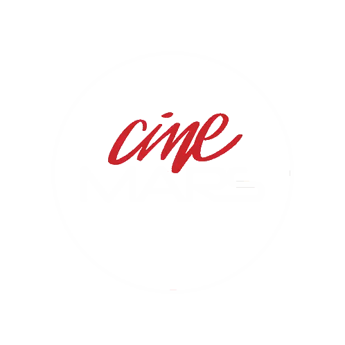 White Circle With Red Text Saying Cine Images Sticker