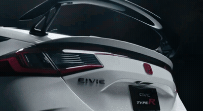 White Civic Type R Back With Spoiler Up GIF