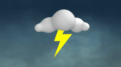 White Cloud With Yellow Lightning Bolt GIF