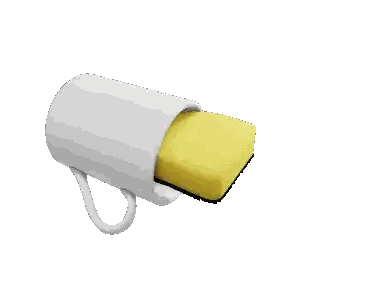 White Coffee Mug With Yellow Sponge Sticker
