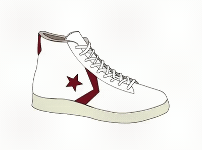 White Converse Shoe With Red Star GIF