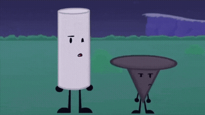 White Cylinder And Black Cone In Grass GIF
