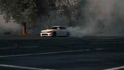 White Dodge Charger Driving GIF