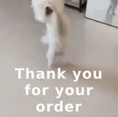White Dog Thank You For Your Order Sign GIF