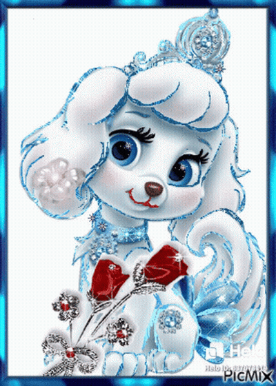 White Dog With Blue Eyes And Tiara GIF